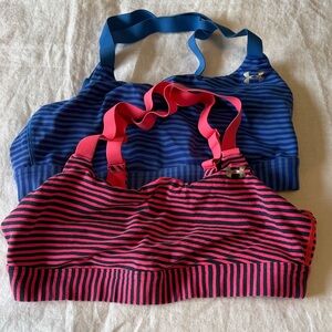 BOGO Under Armour Blue & Pink  and blue & blue Striped Sports Bras